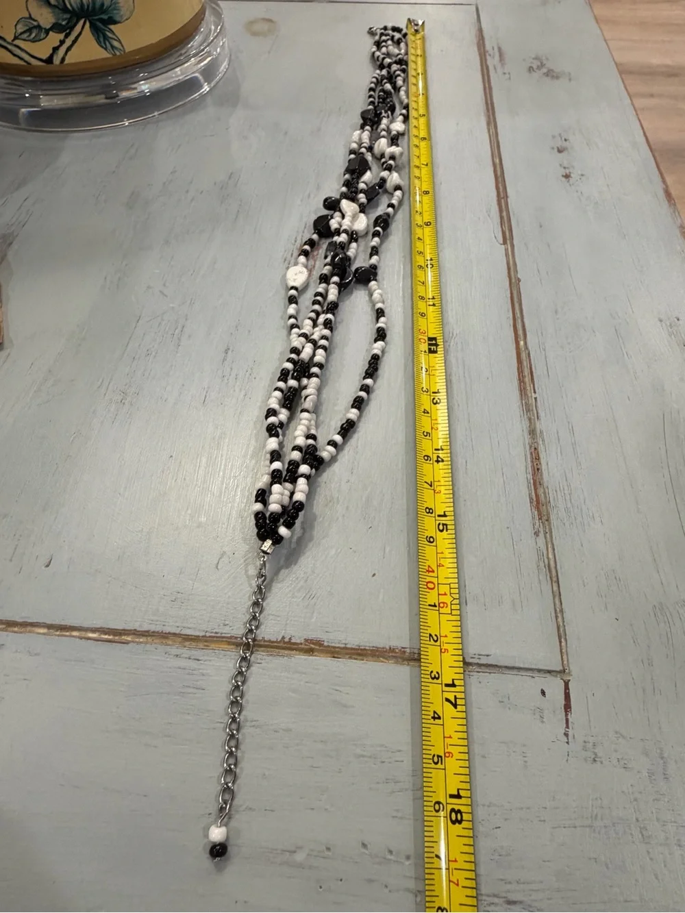 Multi-Strand Black and White Beaded Necklace and Earring Set